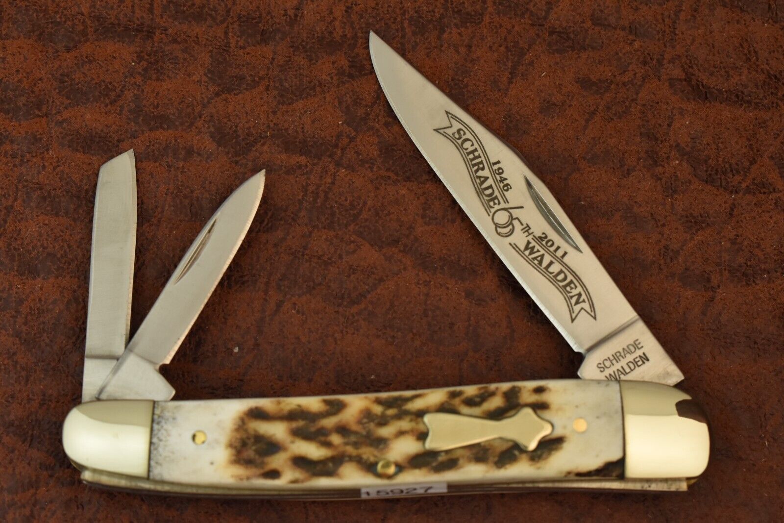 SCHRADE WALDEN 1946-2011 STAG PREMIUM SPLITBACK WHITTLER KNIFE NICE (15927)