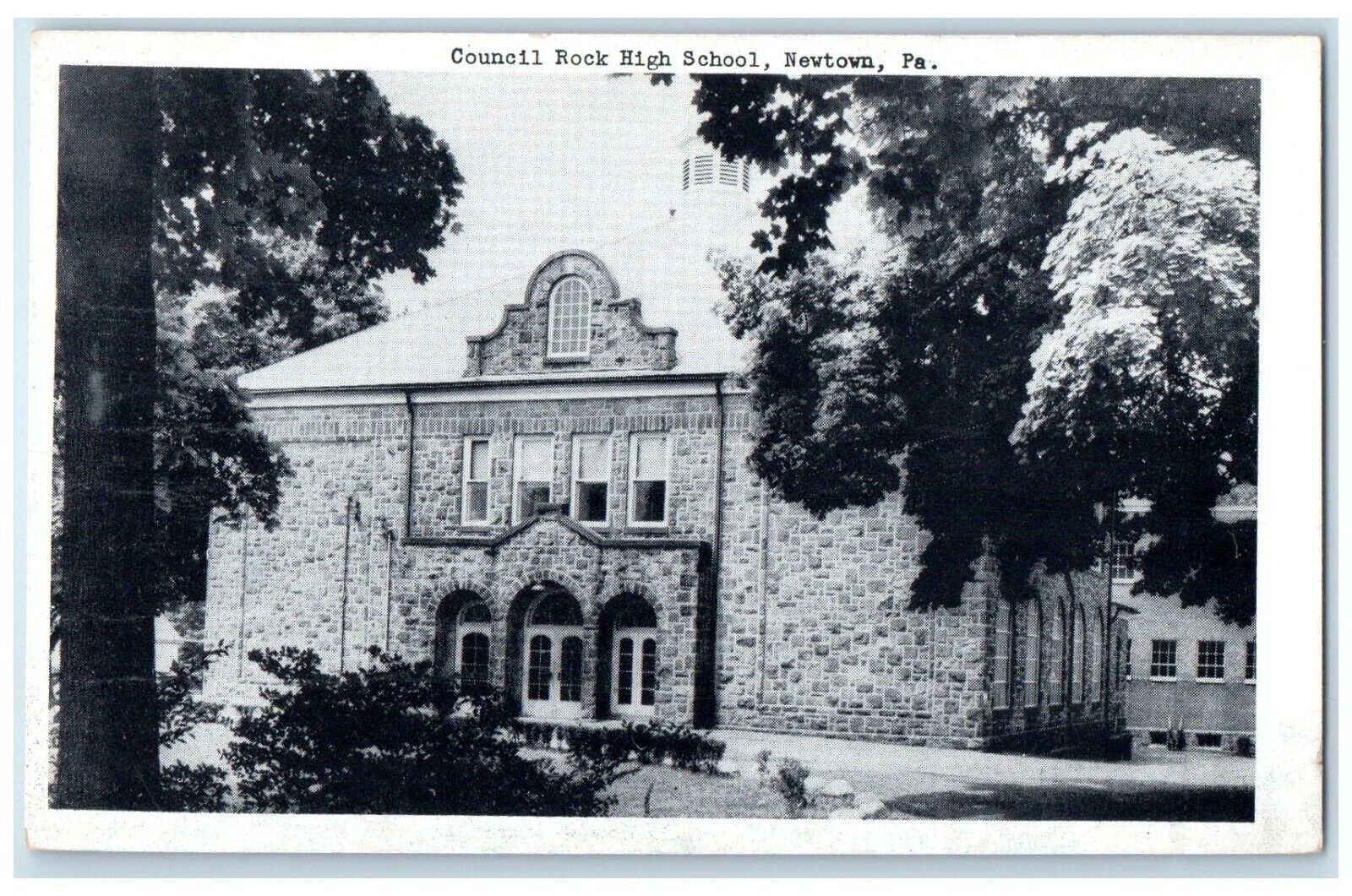 c1940 Exterior Council Rock High School Newtown Pennsylvania PA Vintage Postcard