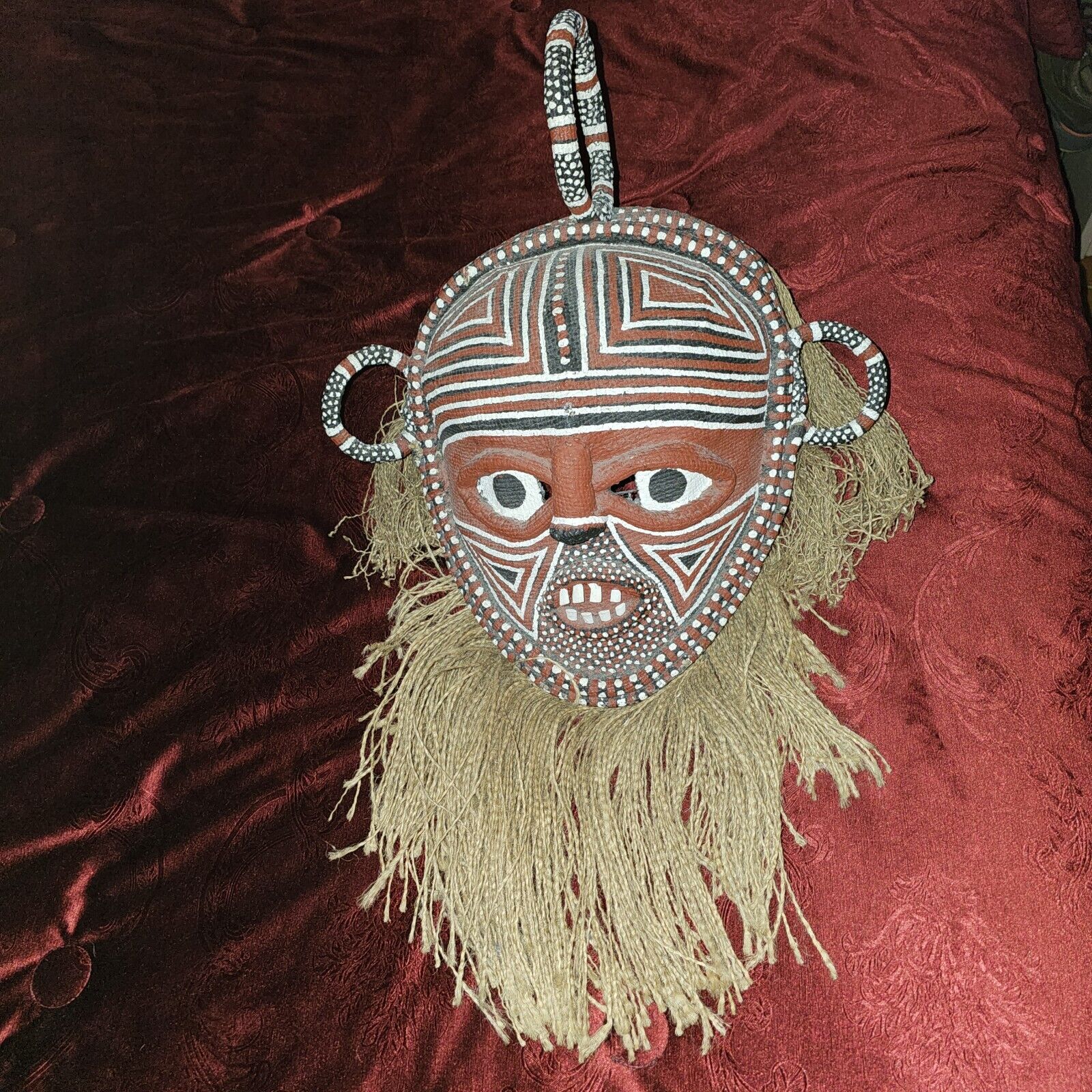 Authentic African Ceremonial Mask Handmade And Hand Painted Striking Tribal...