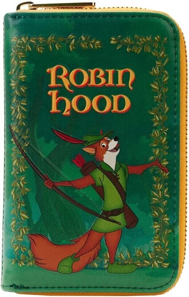 Loungefly Disney Robin Hood Classic Story Book Zip Around Wallet NEW