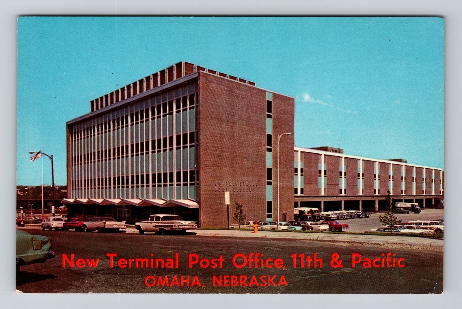 Omaha NE-Nebraska, New Terminal Post Office, Antique, Vintage Souvenir Postcard