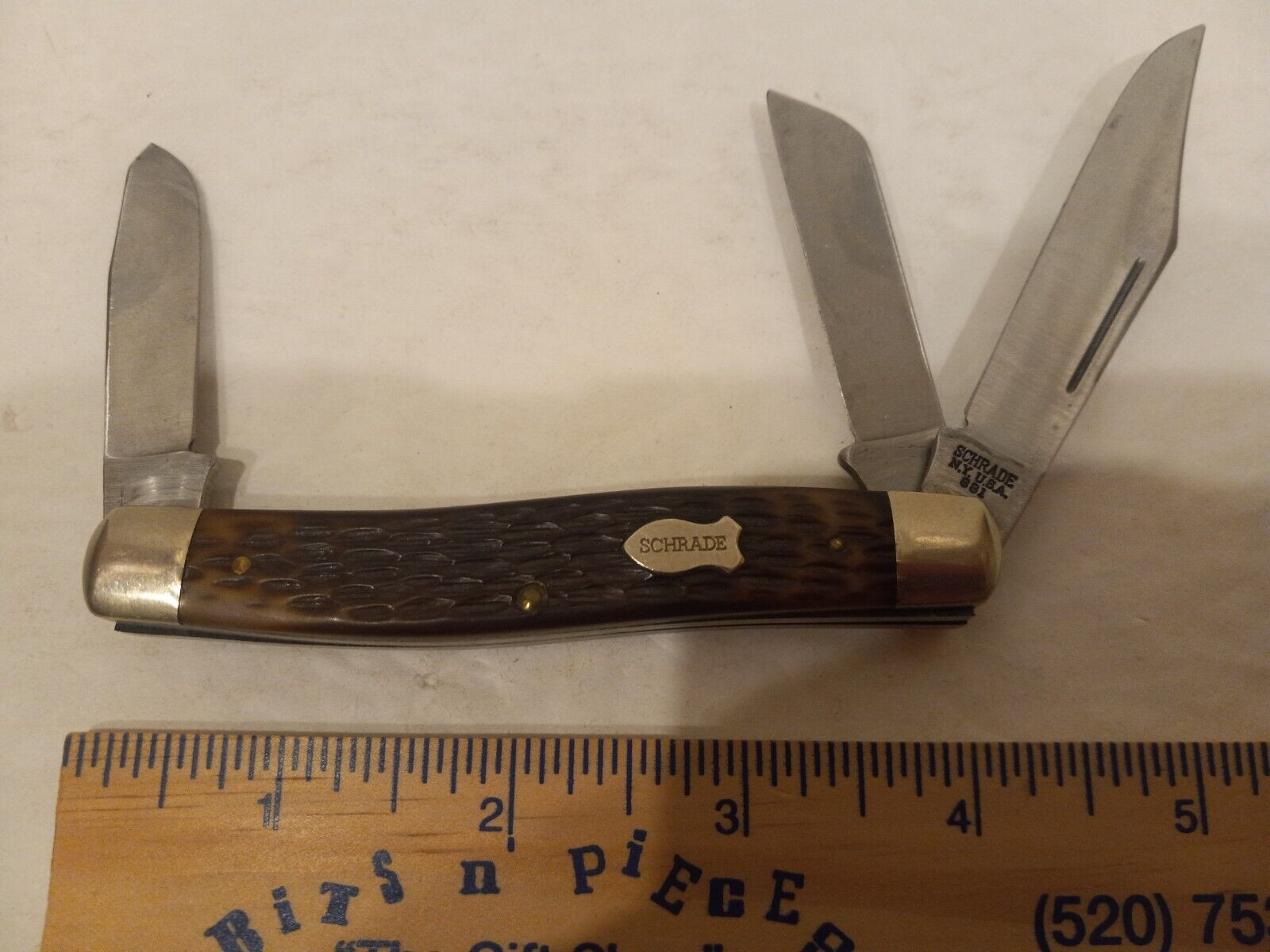 Vintage Schrade 881 Stockman 3 blade knife N.Y. USA