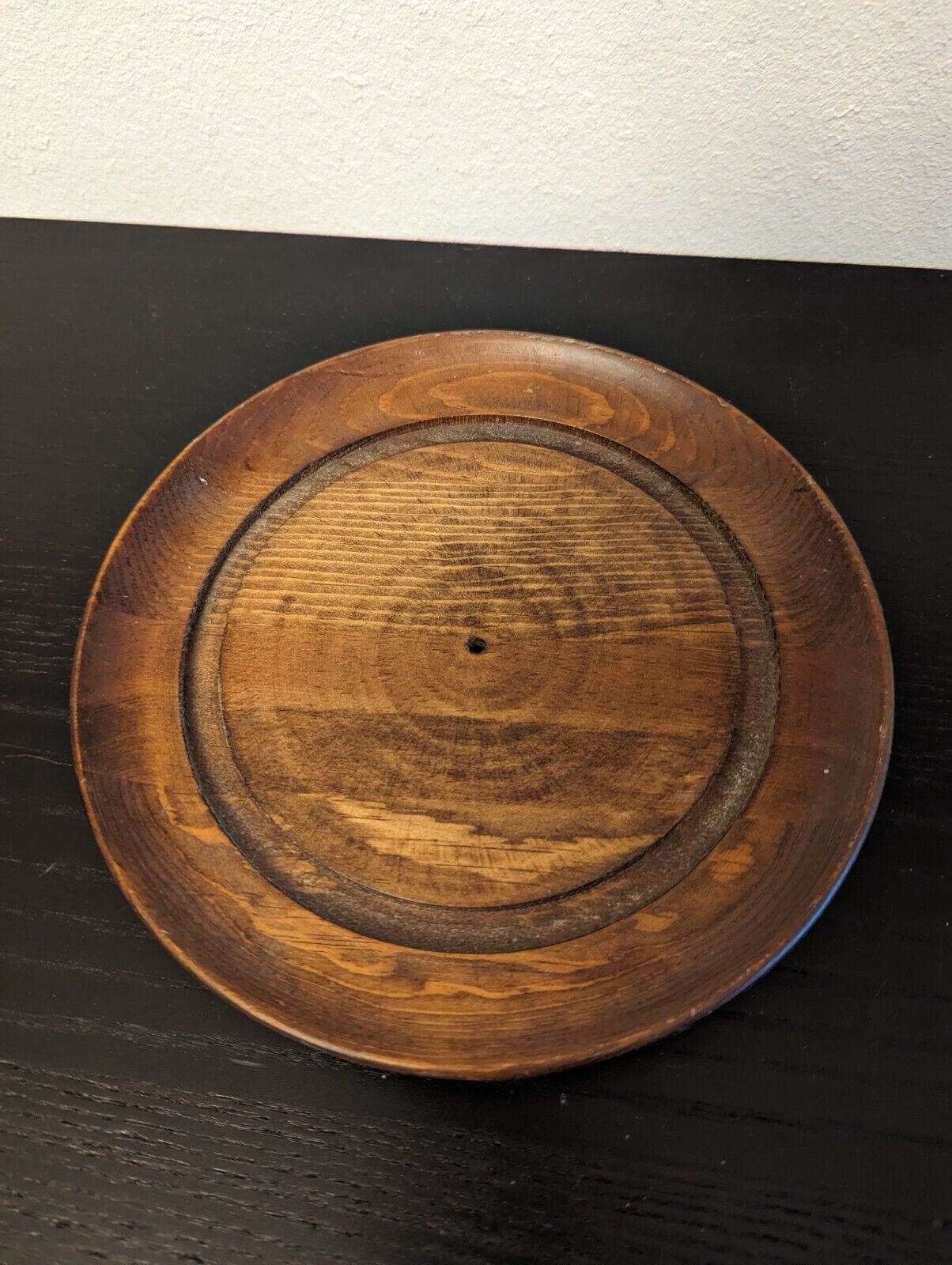 Vintage Turned Carved Wooden Plate 8 3/4\