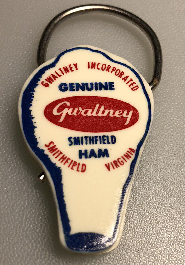Gwaltney Smithfield Virginia Ham Shaped Advertising Food Keychain Vintage