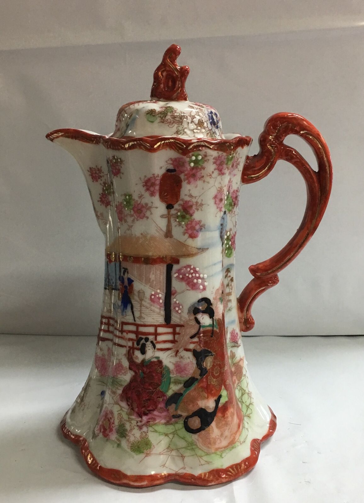 Vintage Japanese Porcelain Hand Painted Coffee Tea Chocolate Pot