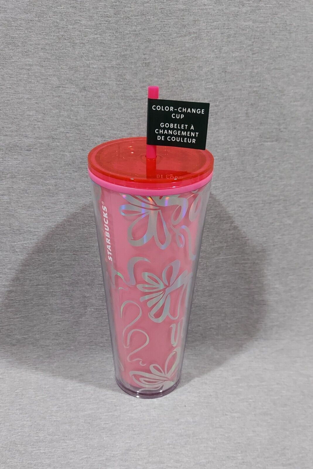 Starbucks Holiday 2023 Hot Pink With Silver Ribbon Color Change Venti Tumbler 