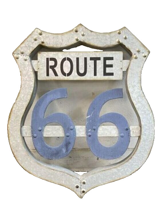 2 ft Tall Route 66 Galvanized Metal Wall Decor Vintage Garage Mancave Barn