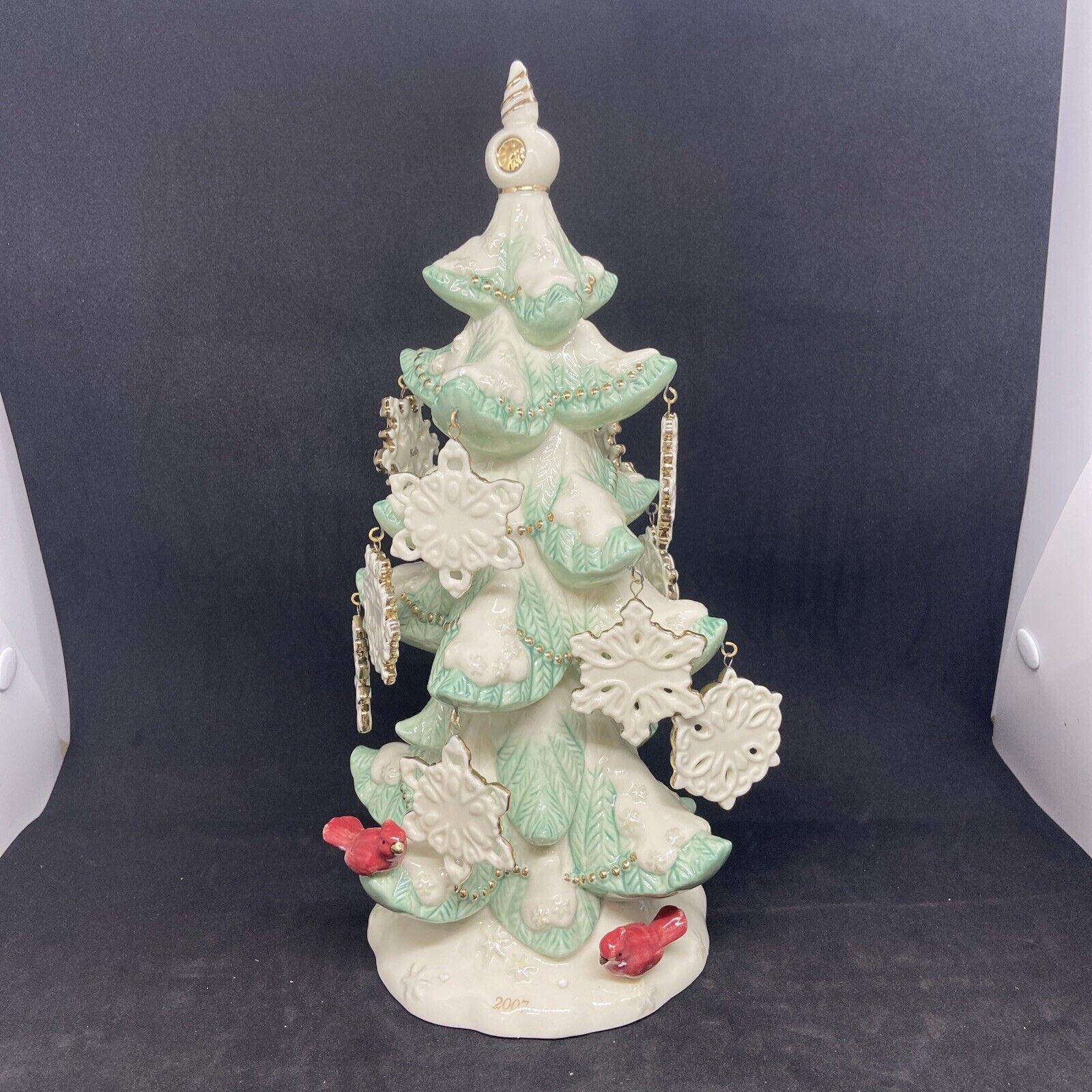 Lenox Holiday Traditions Snowflake Tree Rare 2007 10 1/4” W 12 Ornaments READ