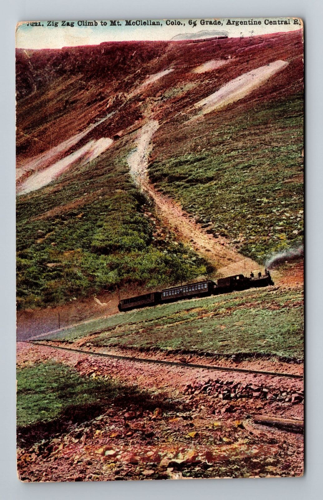 CO-Colorado, Zig Zag Climb to Mt. McClellan, c1910, Vintage Postcard