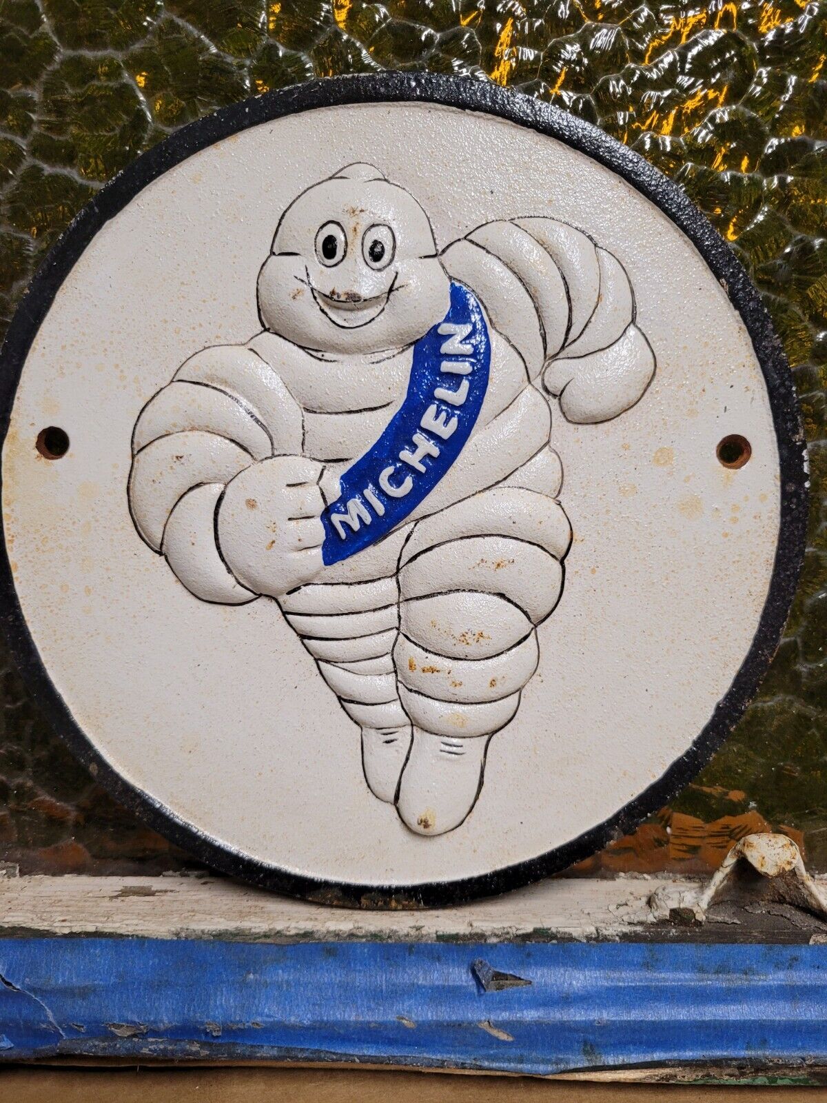 VINTAGE MICHELIN MAN SIGN OLD CAST IRON AUTOMOBILE CAR TRUCK PARTS TIRE COMPANY