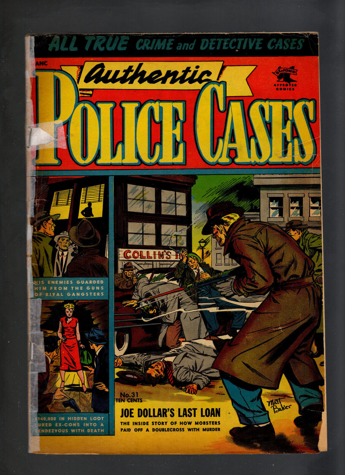AUTHENTIC POLICE CASES #31, 1954, PRE CODE CRIME, CLASSIC MATT BAKER COVER