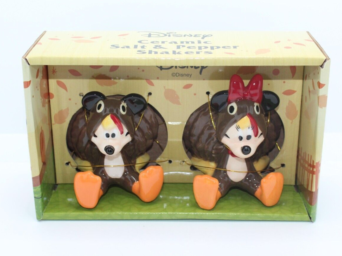 Disney Thanksgiving Turkey Ceramic Salt and Pepper Shakers Mickey & Minnie Mouse