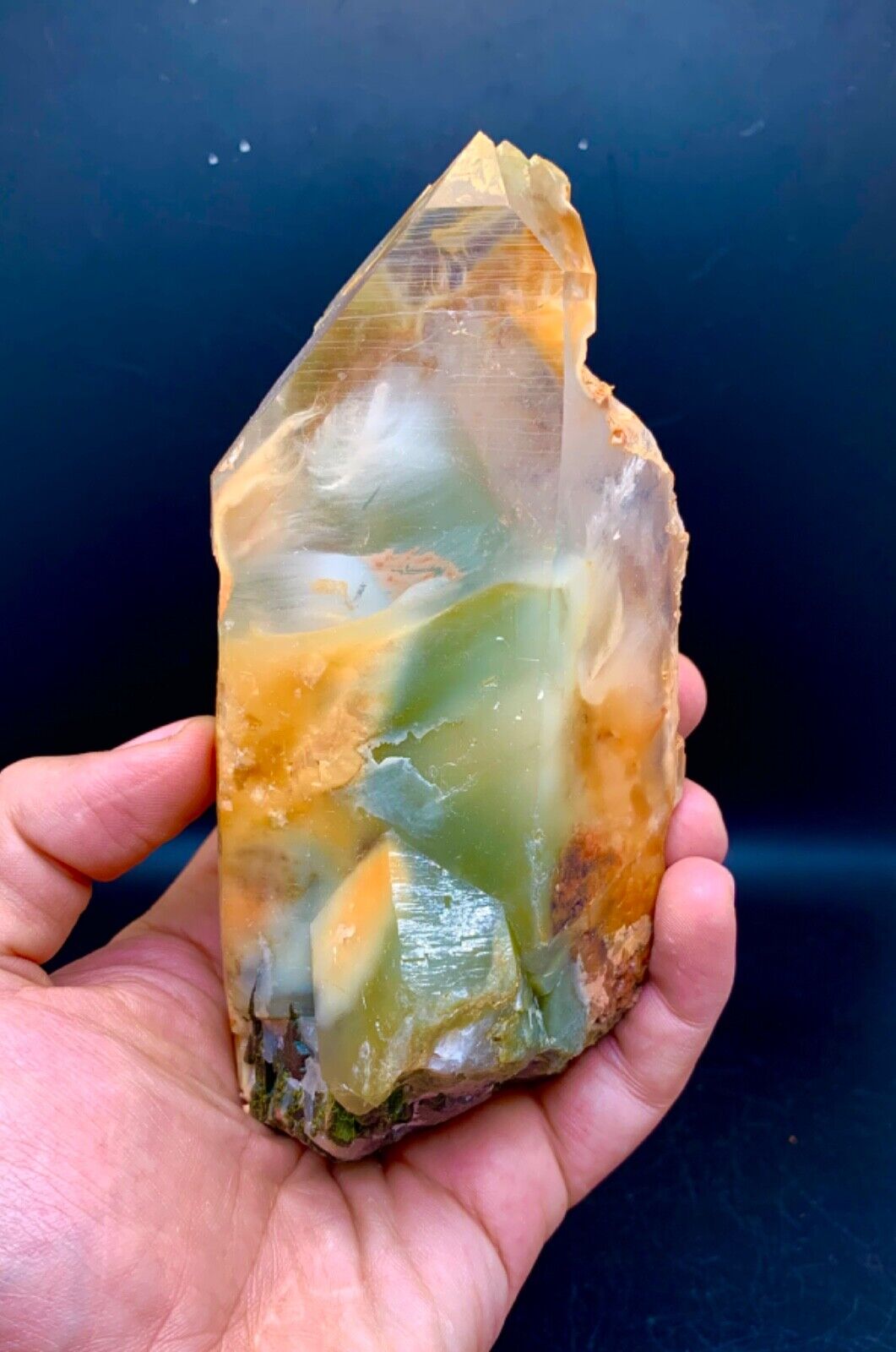 800 Gram Good Luster Yellowish Amphibole Quartz Crystal Specimen From Pakistan.
