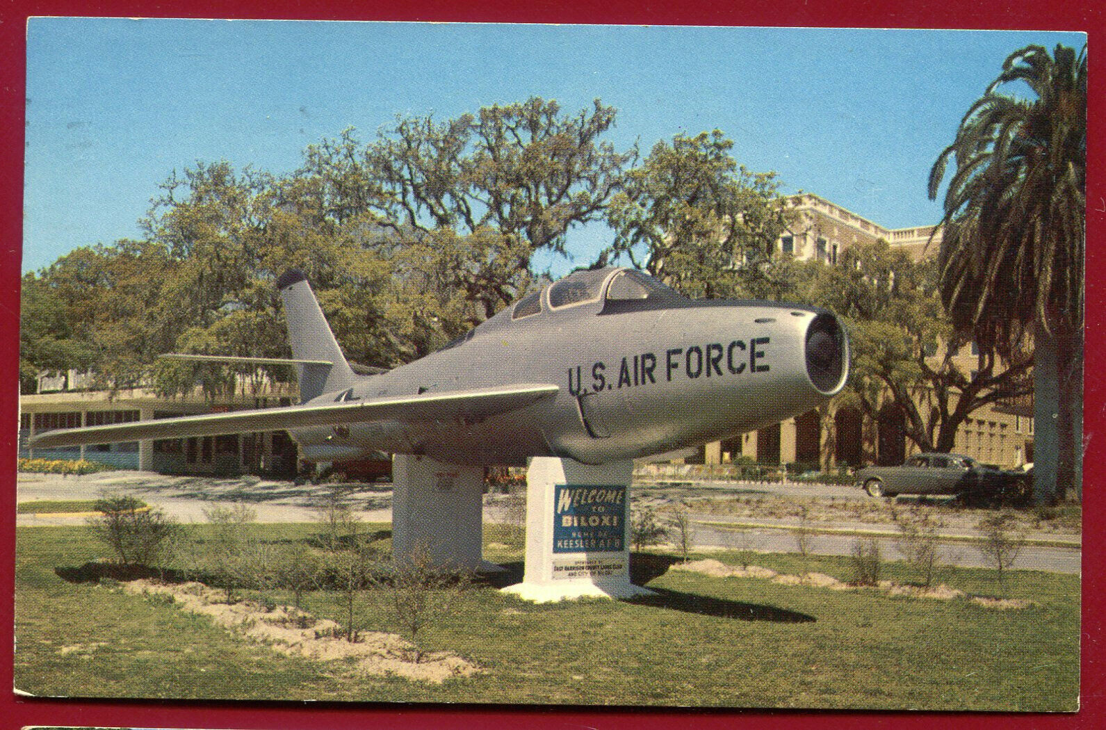 Biloxi Mississippi US Air Force F84 Thunderjet Deep South Card 1950s Postcard