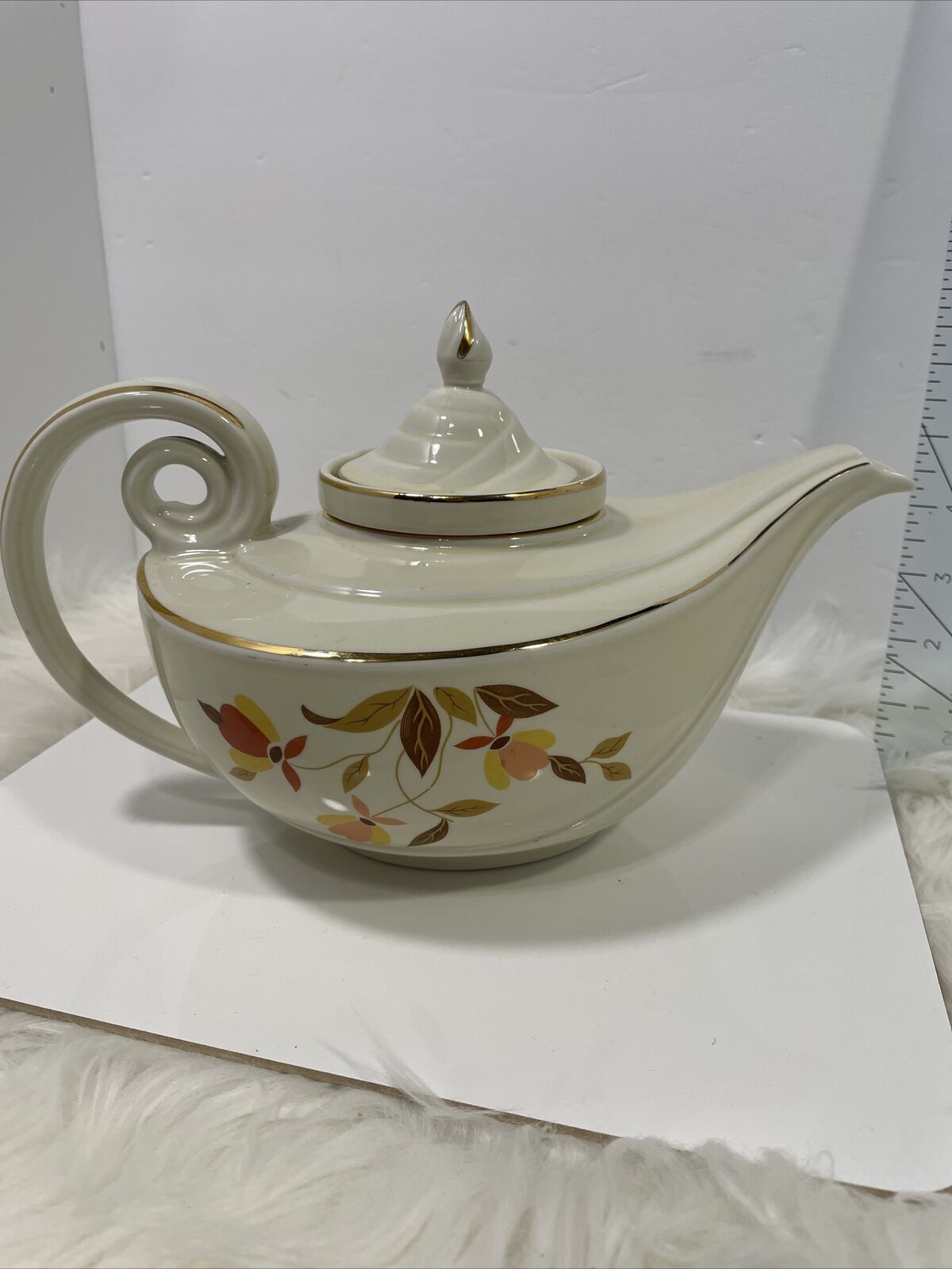 Hall\'s Superior Kitchenware Autumn Leaf Teapot With Insert Spots In Glaze Seepic