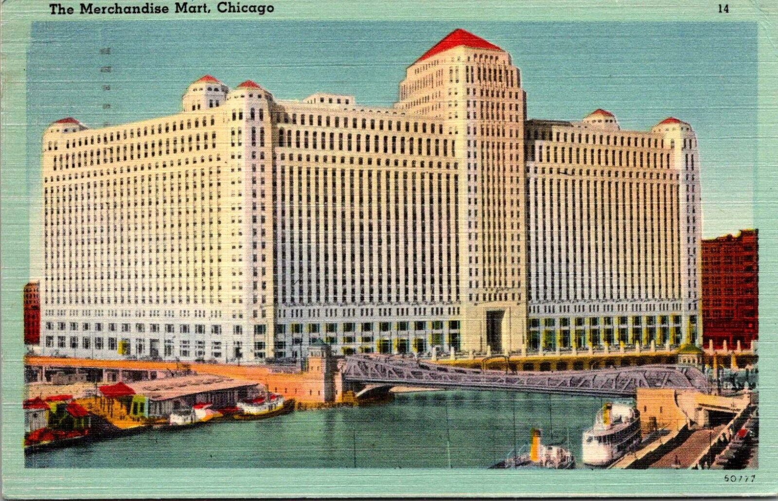 The Merchandise Mart, Chicago-c. 1947-Tichnor Linen Postcard                 624