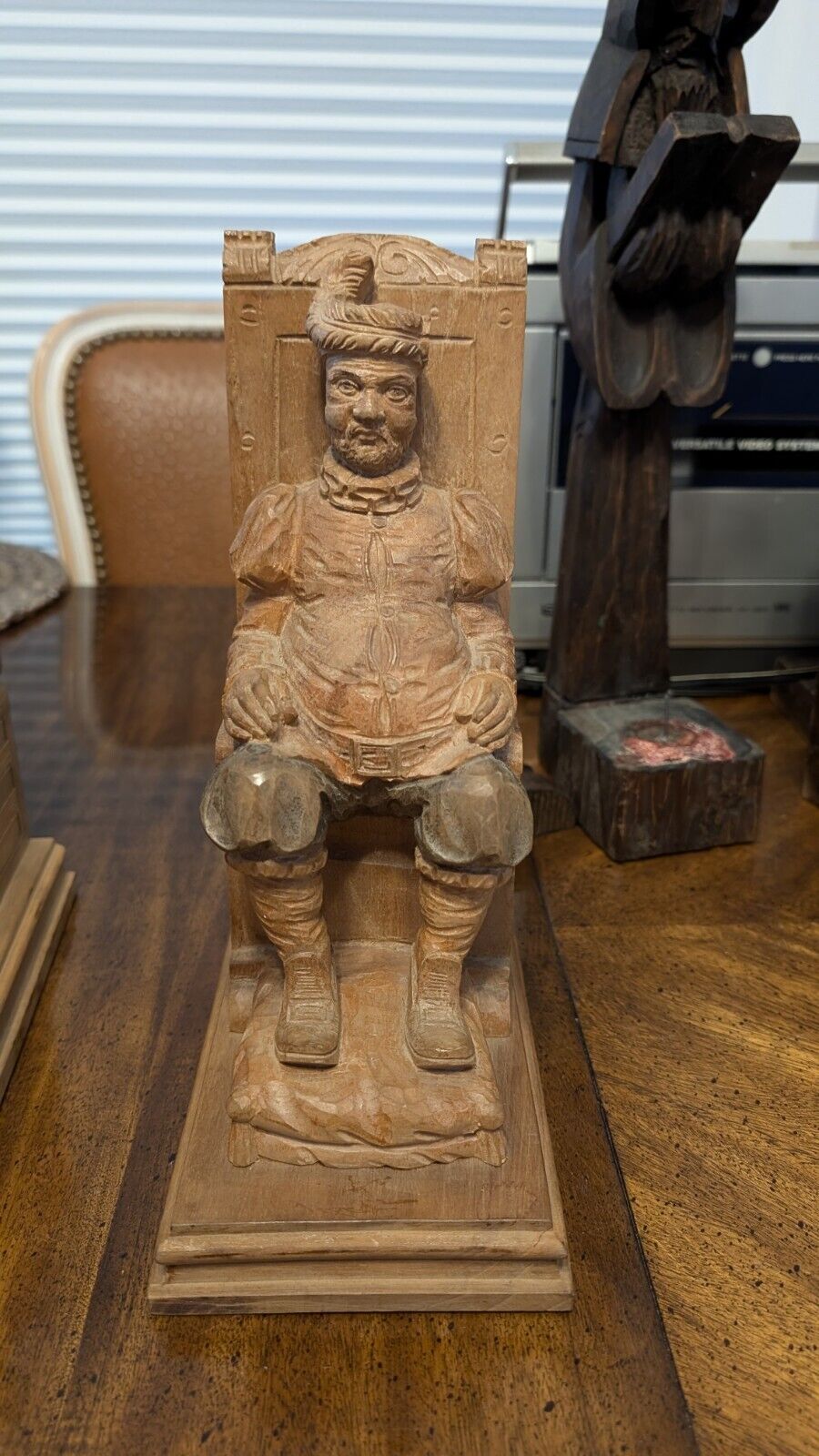 Hand Carved Wooden Dom Quiote In Chair