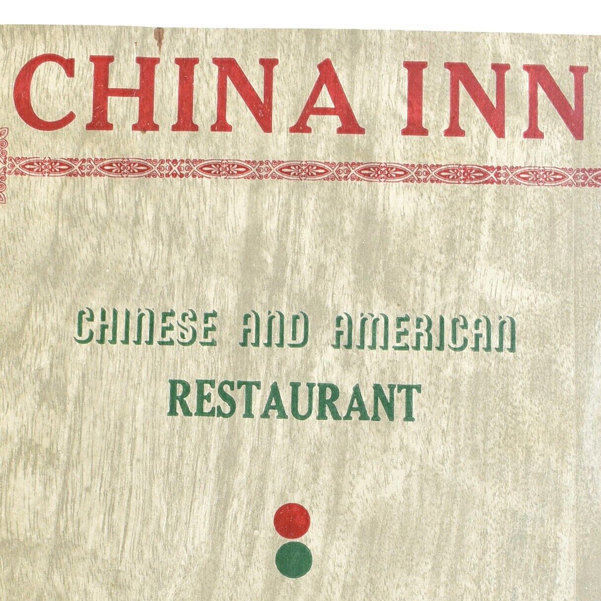 Vintage 1940s China Inn Chinese American Restaurant Menu Washington DC