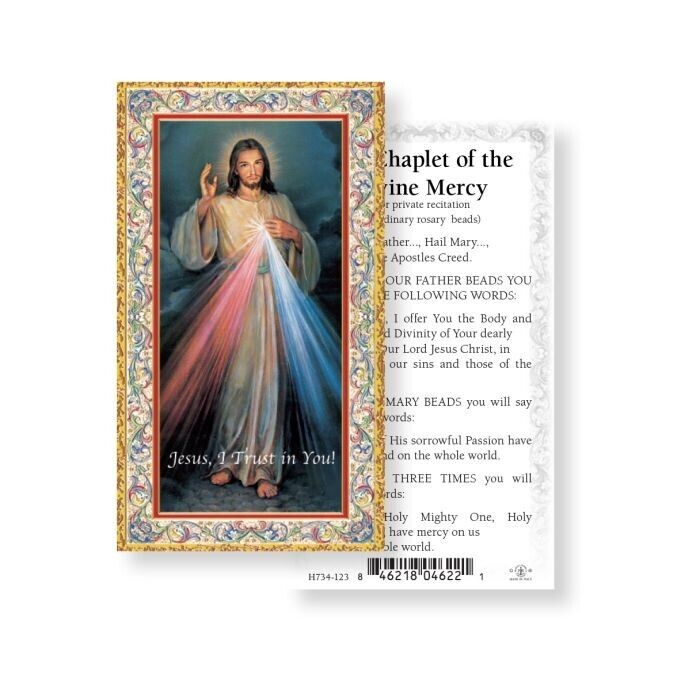 Divine Mercy LAMINATED Holy Card (5-pack) with Two Free Bonus Cards