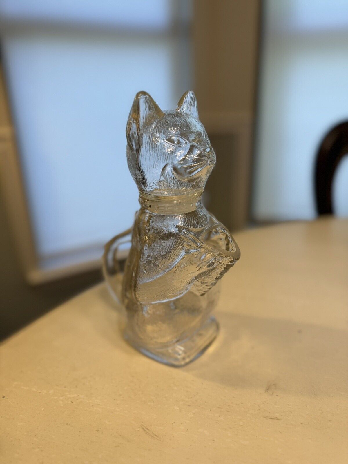 VINTAGE WMF Germany Lidded Clear Glass Cat Kitty Milk Pitcher Dispenser