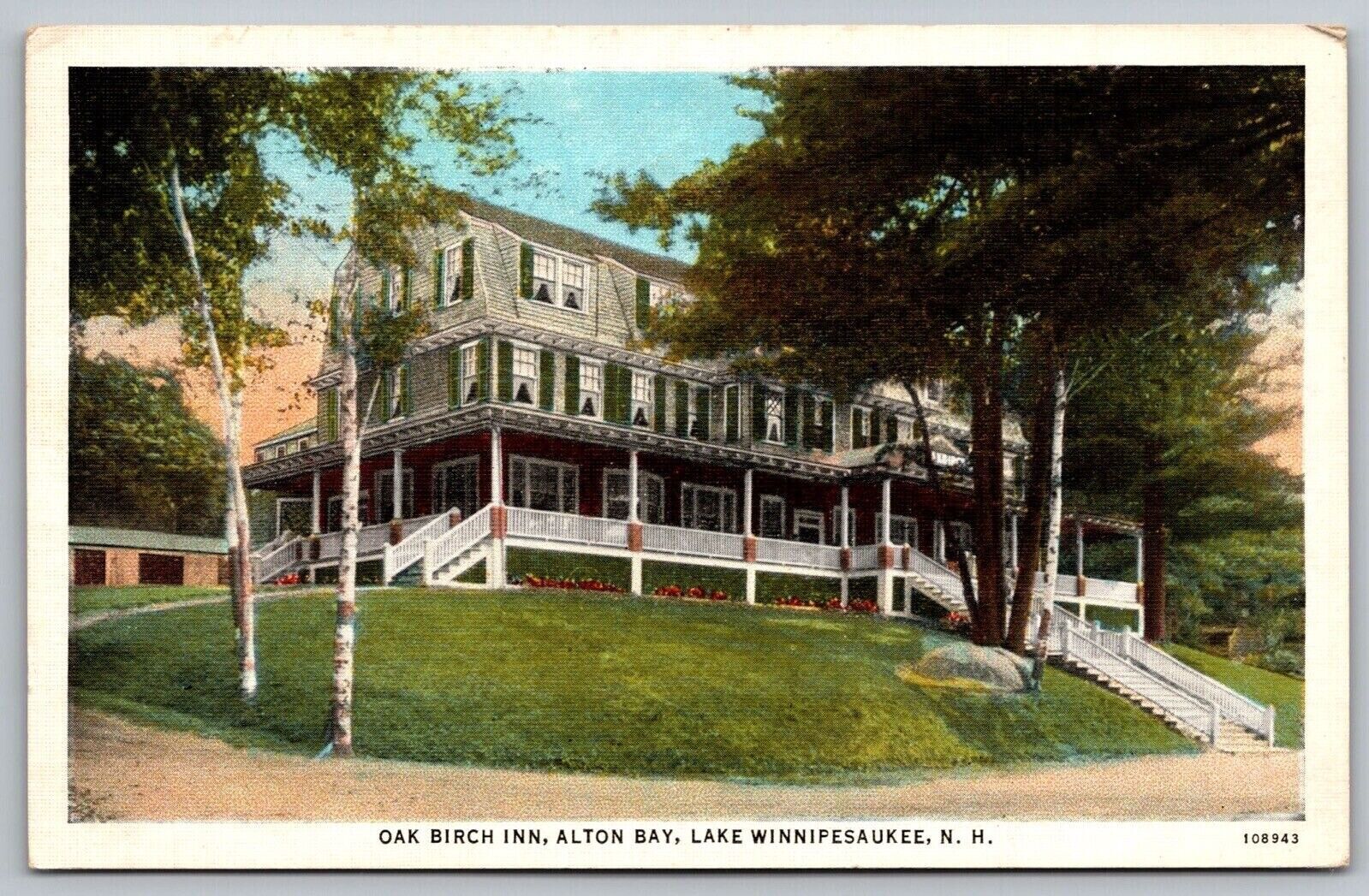 Oak Birch Inn Alton Bay Lake Winnipesaukee New Hampshire Street View Postcard