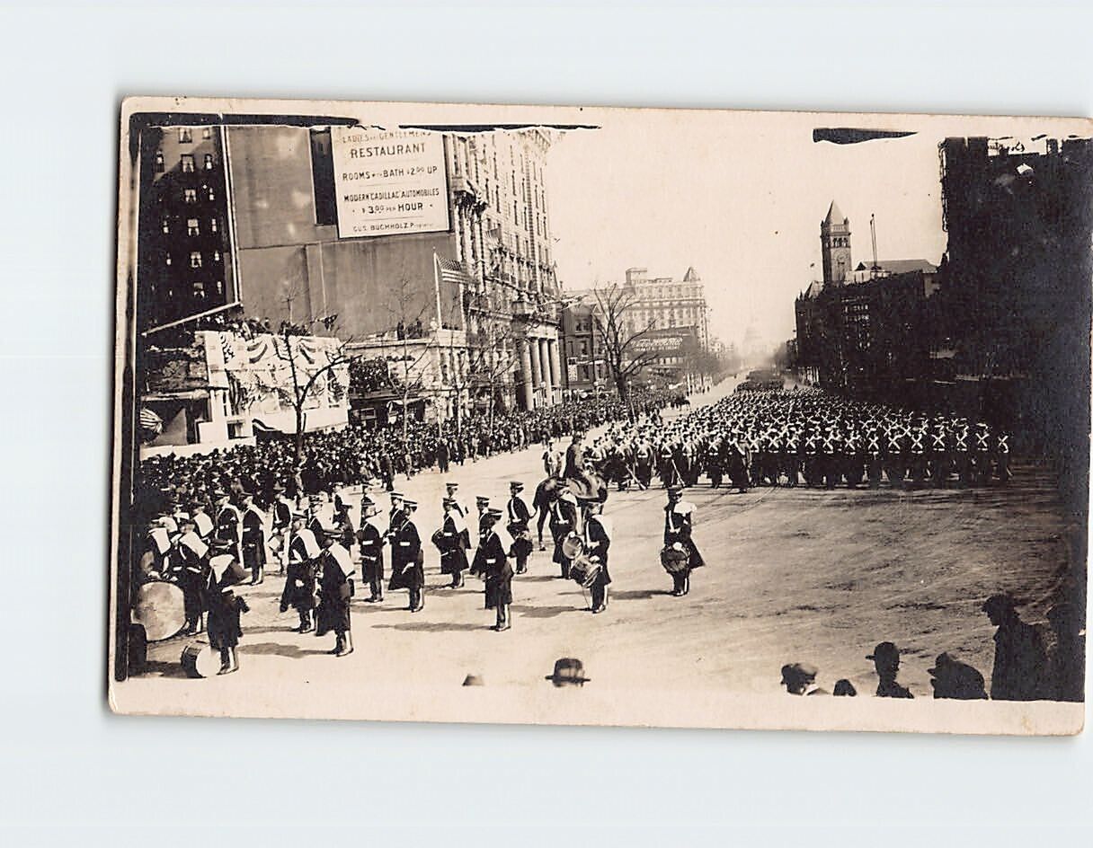 Postcard Cadets Marching in Woodrow Wilson\'s Second Inaugural Parade USA