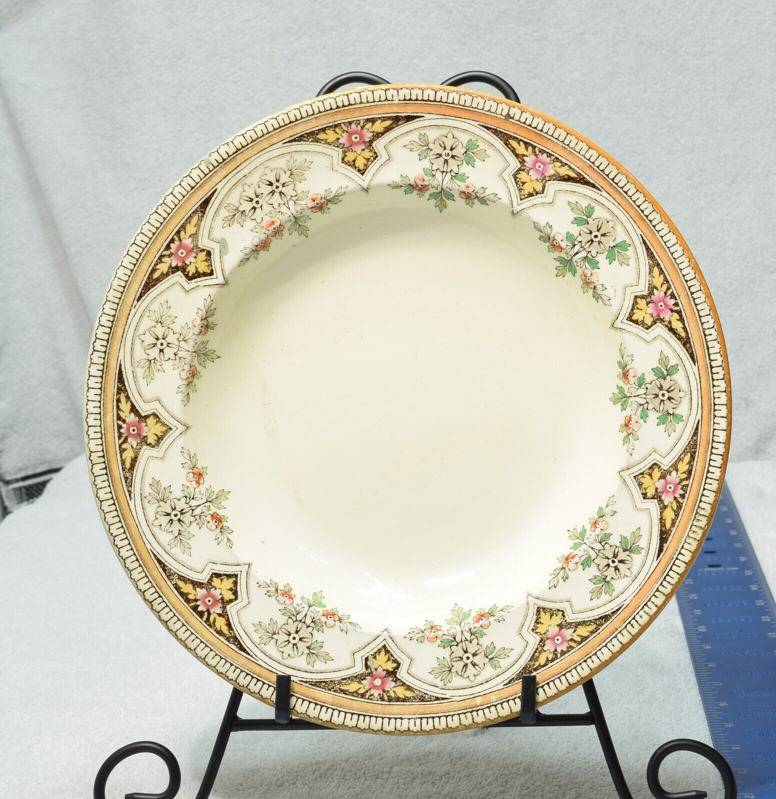 Antique Victorian Renaissance Etruria England Pottery China Floral Bowl