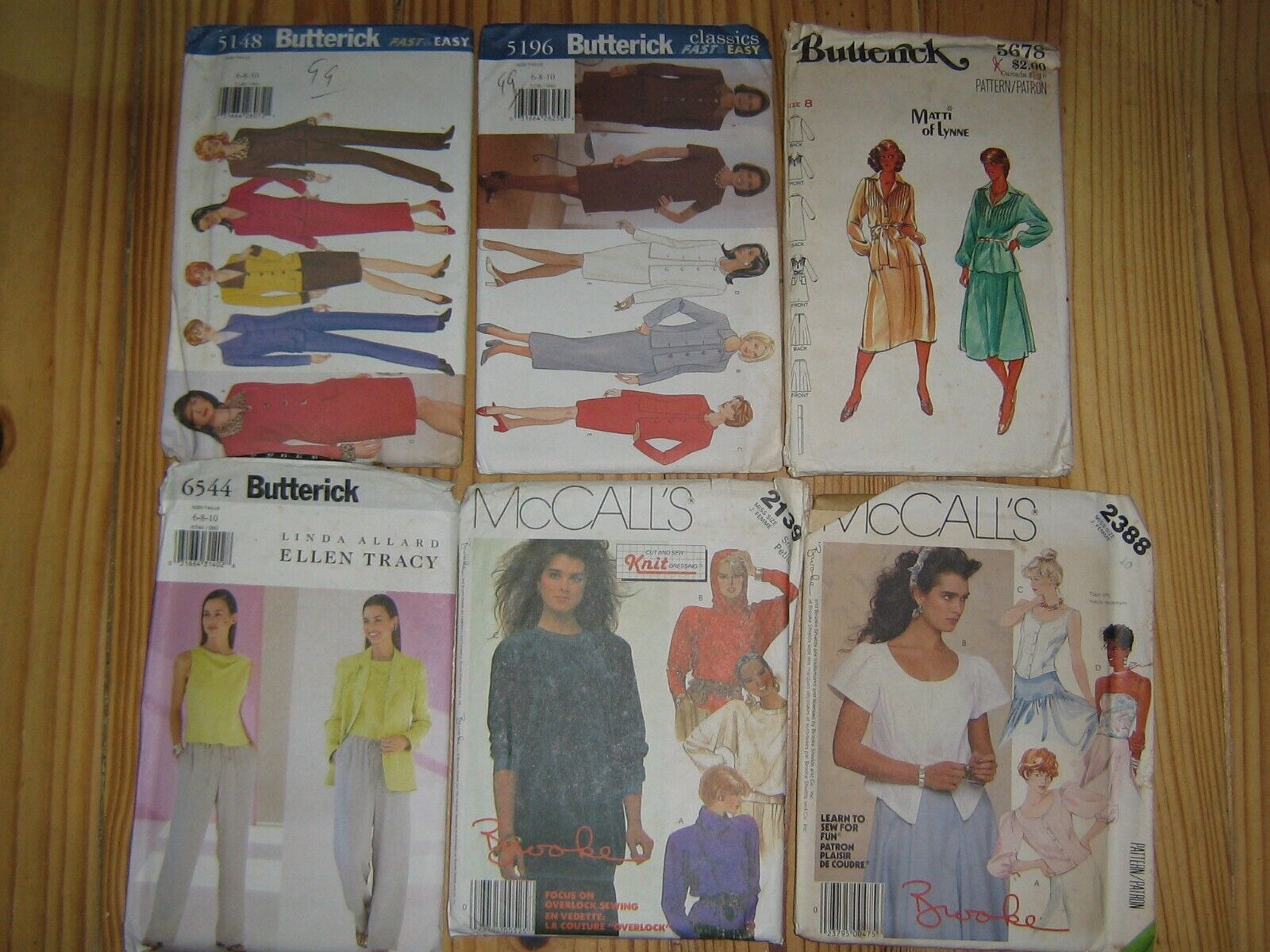 Butterick & McCall\'s Sewing patterns 5148, 5196, 5678, 6544, 2139, 2388.  