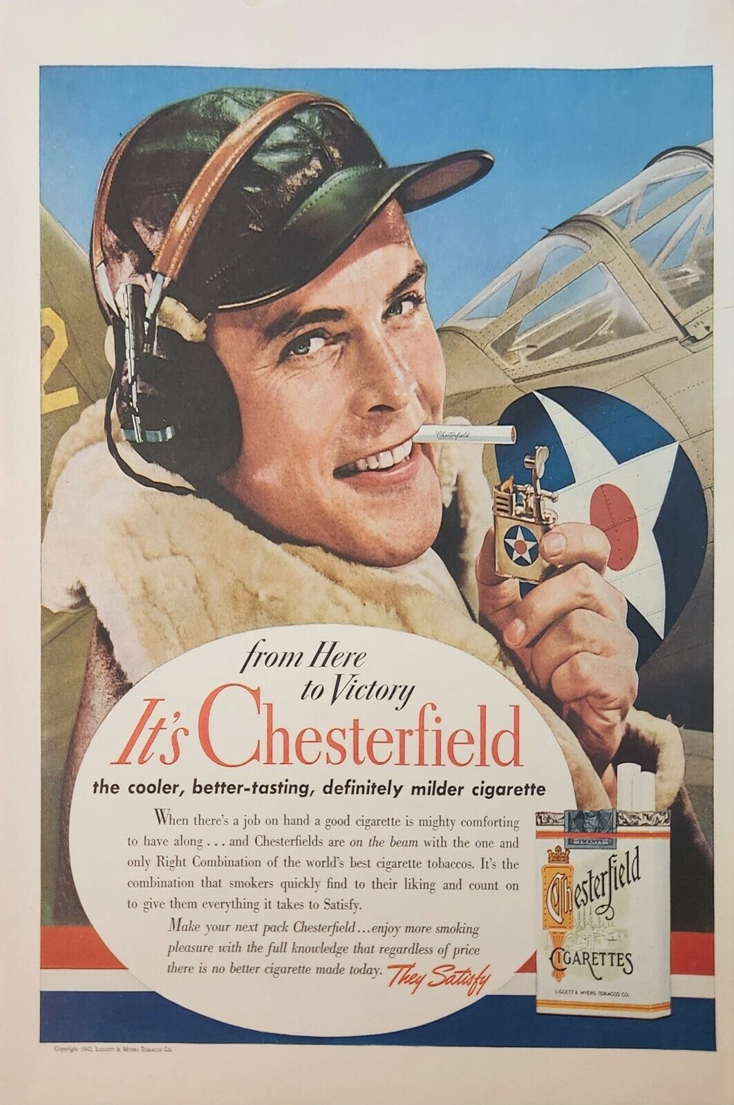 1942 Chesterfield Cigarettes Vintage For from here to victory