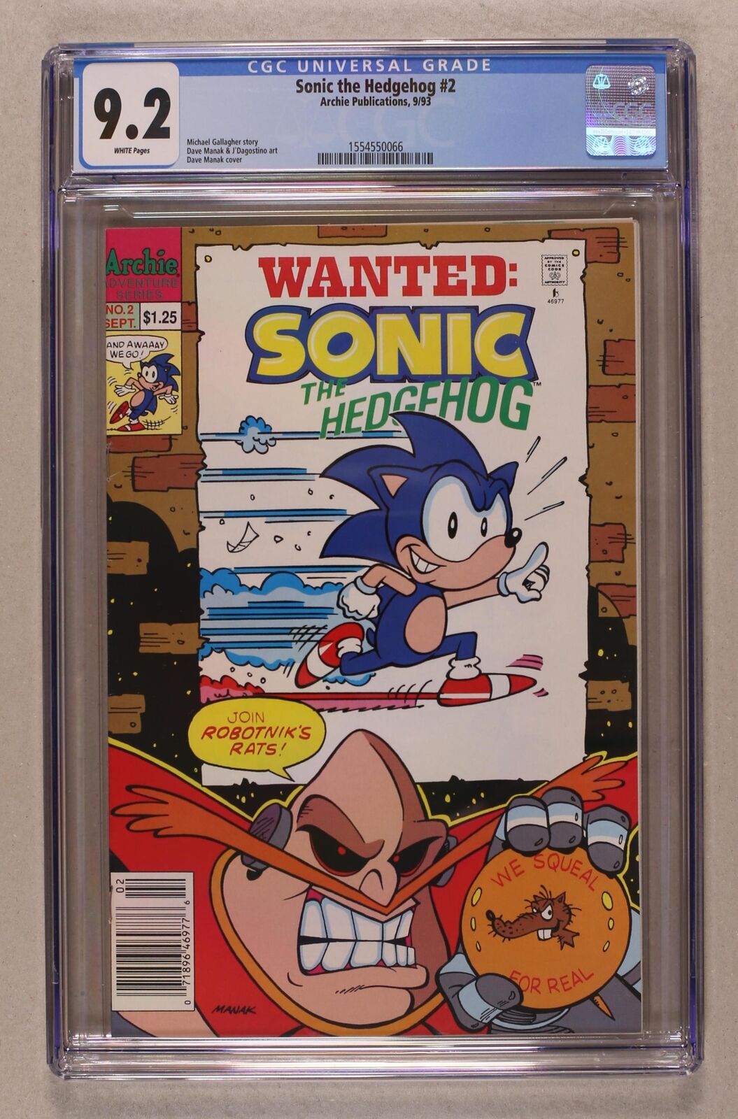 Sonic the Hedgehog #2 CGC 9.2 1993 Archie 1554550066