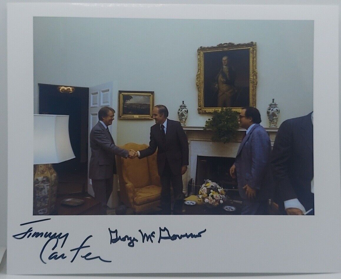 Jimmy Carter & George McGovern Signed 8x10 Photo Autographed Full Signature