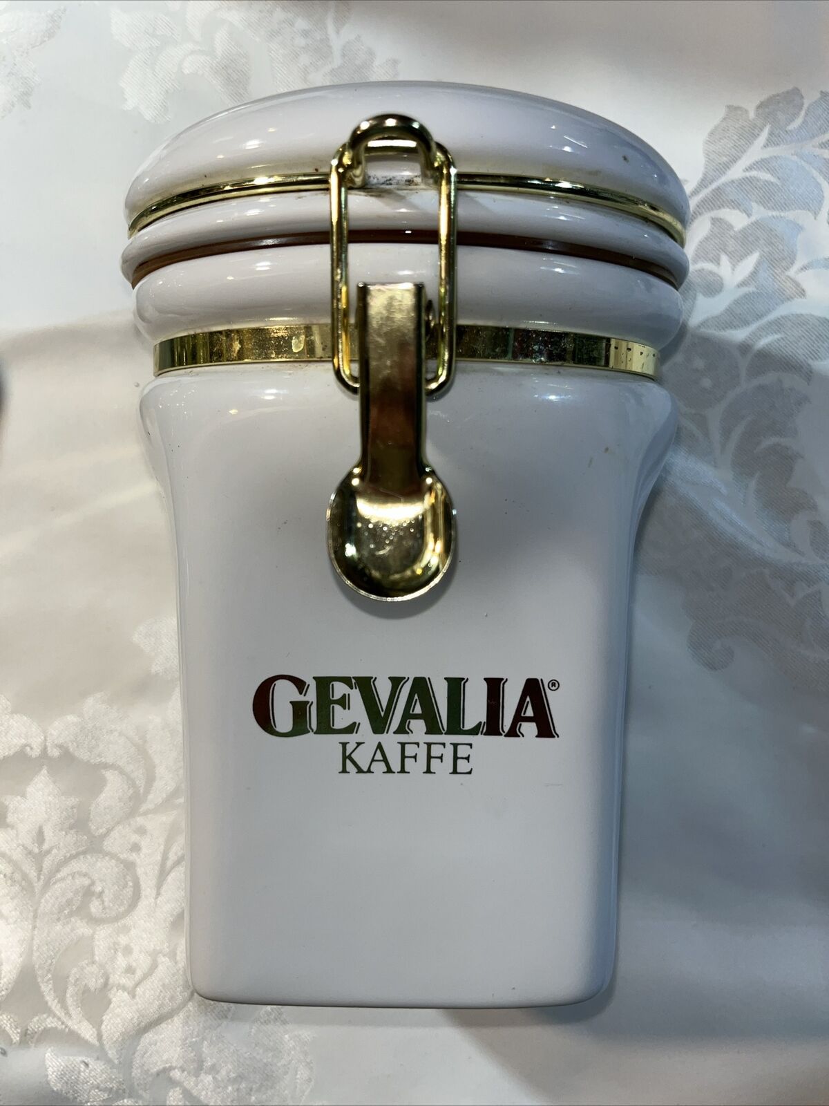 Vintage Gevalia Kaffe White Hermetic/Airtight Coffee Canister