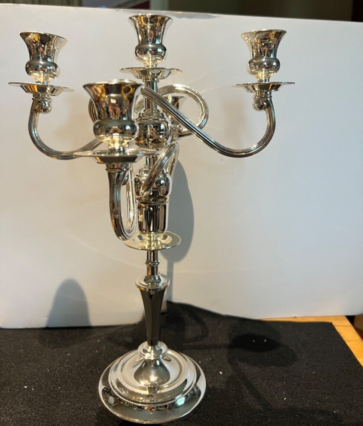 Rare Candelabra 5 Twisted Arm Candle Silver Plated