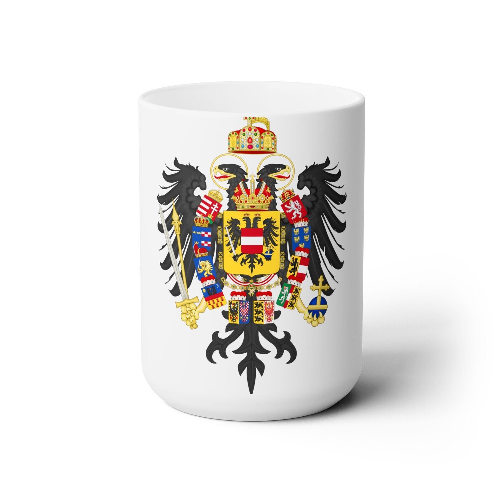 Middle CoA Francis II, Holy Roman Emperor (1804-1806) - White Coffee Cup 15oz