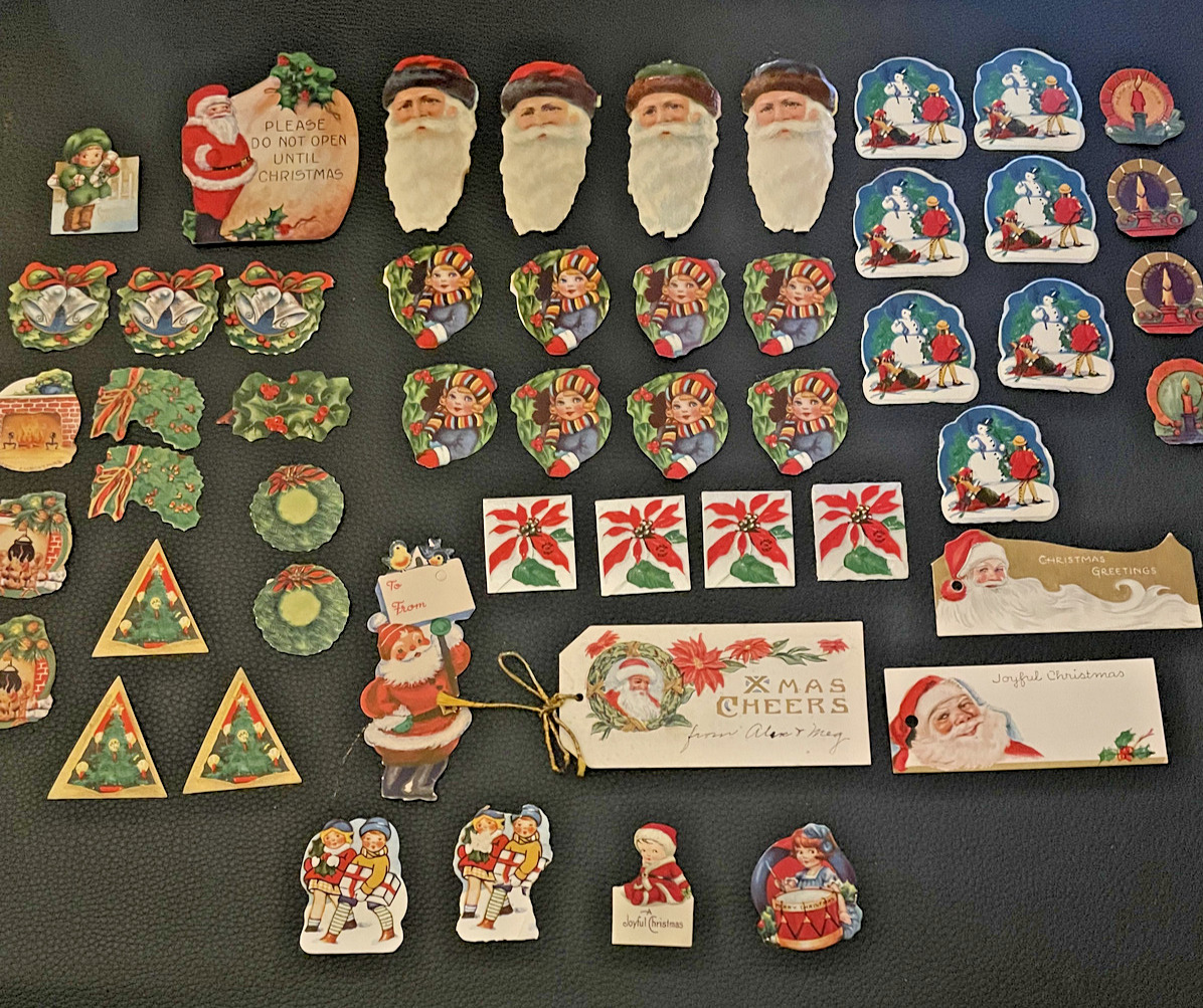 Vintage Christmas Seals and Tag Lot Dennison? Gibson?