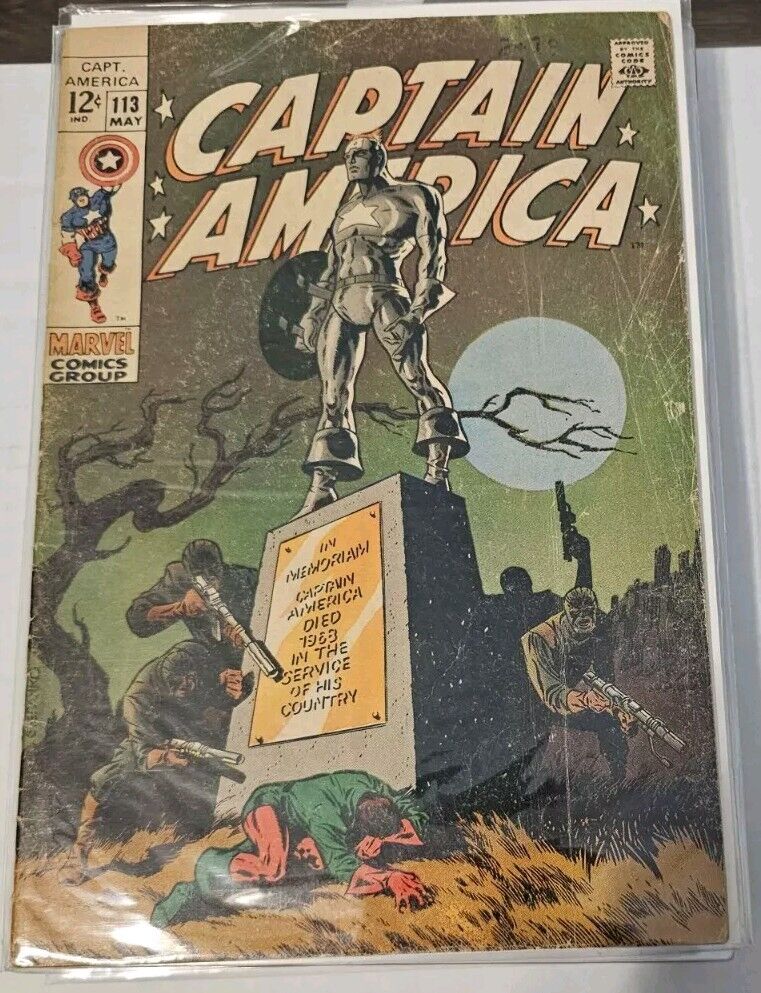 Captain America #113 Classic Steranko Cover Avengers Appearance Marvel 1969