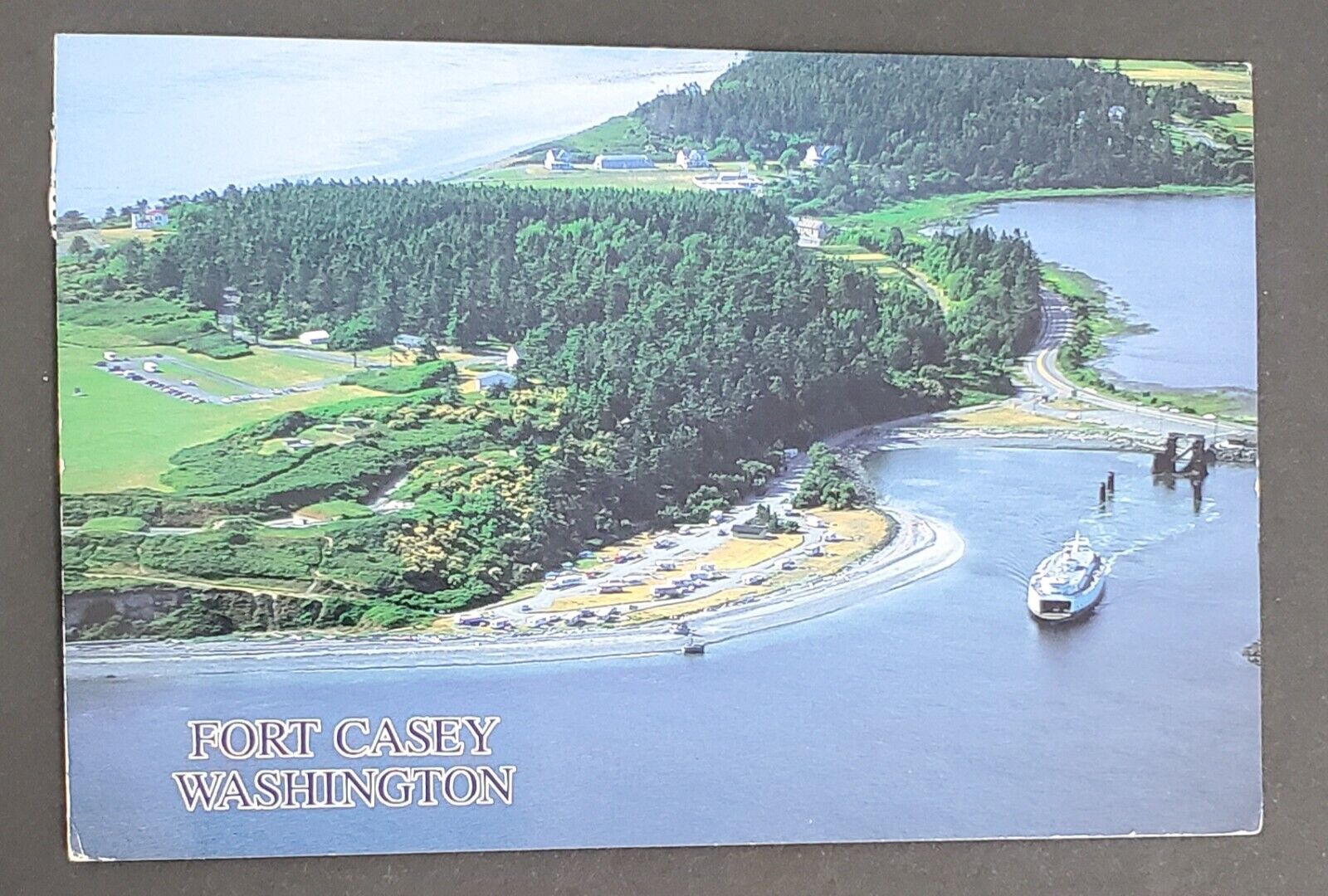 Postcard Posted 1995 Coupeville Washington Fort Casey State Park Boat Aerial Vie