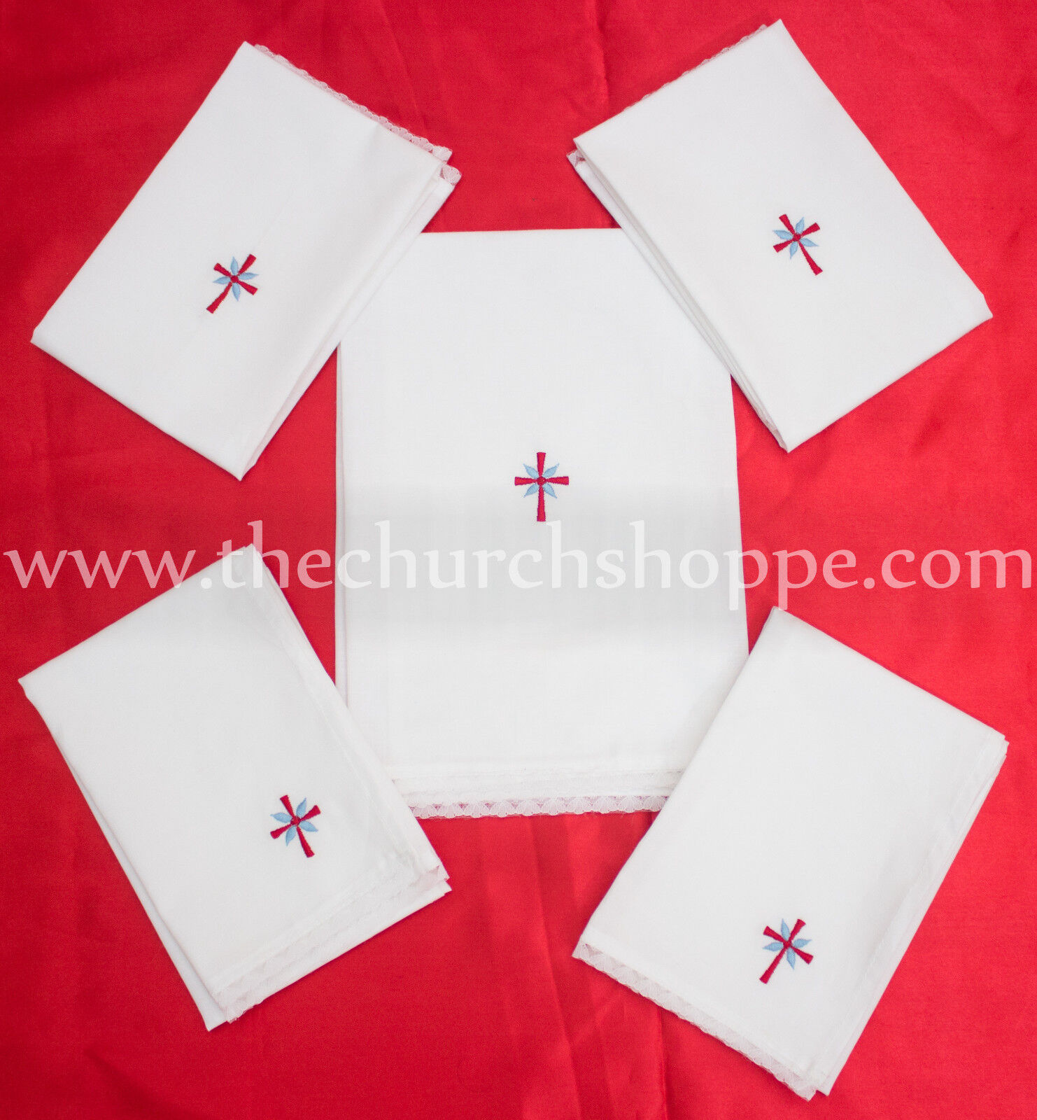 Altar Linen Set of 5, 1 Corporal, 2 Purificator 2 towel Vestments-Church-Priest