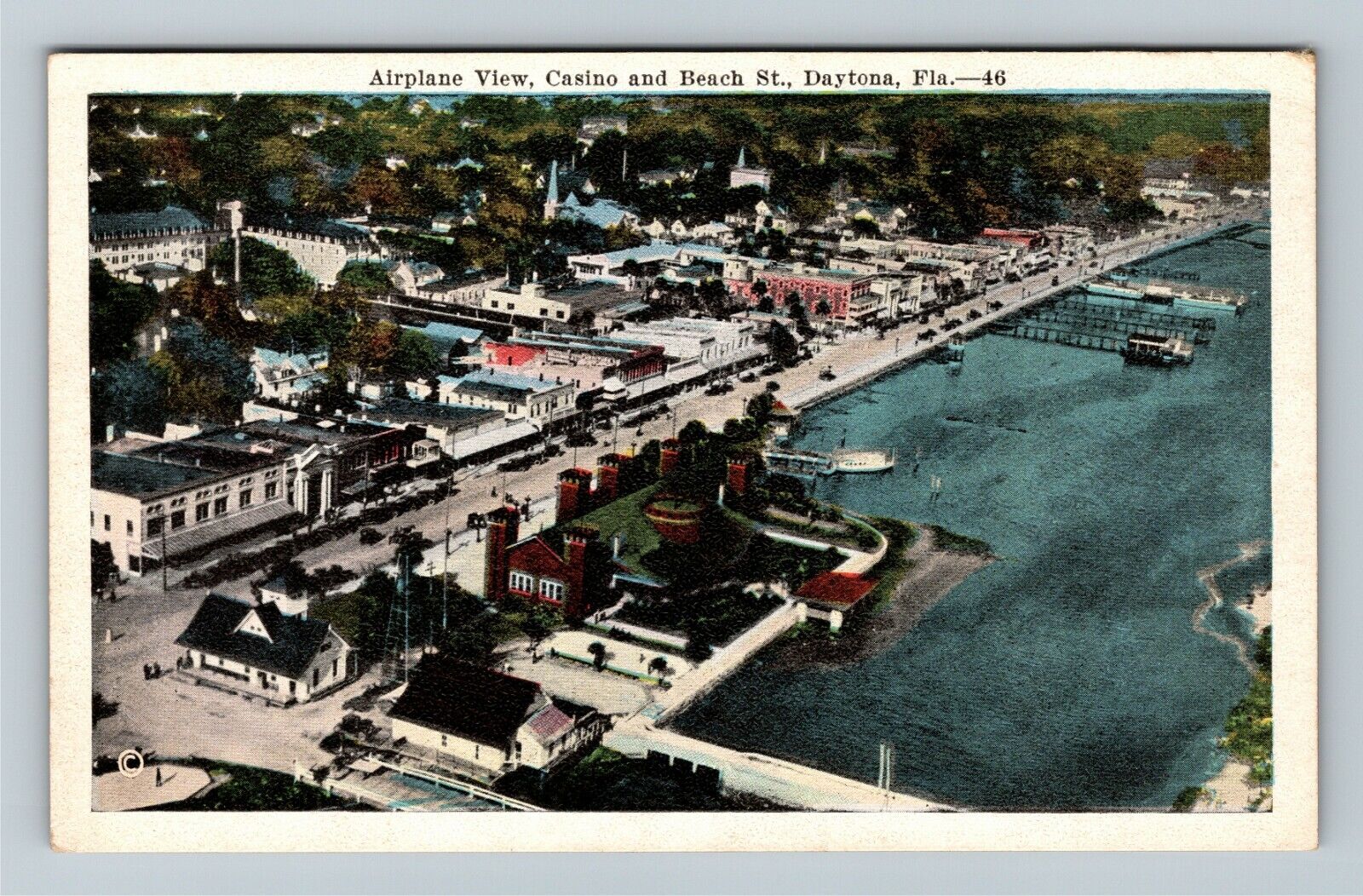 Daytona FL-Florida, Aerial View Casino And Beach Street, Vintage Postcard