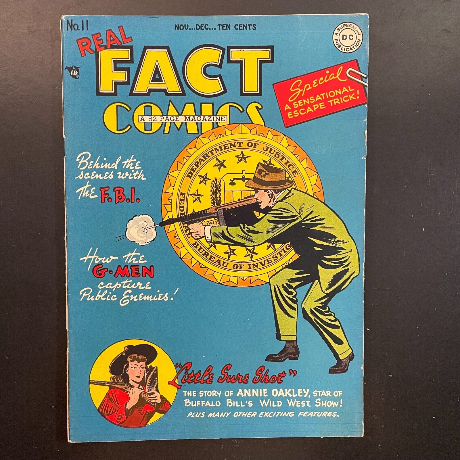 Real Fact Comics 11 GOLDEN AGE comic book DC 1947 Annie Oakley Roussos cover