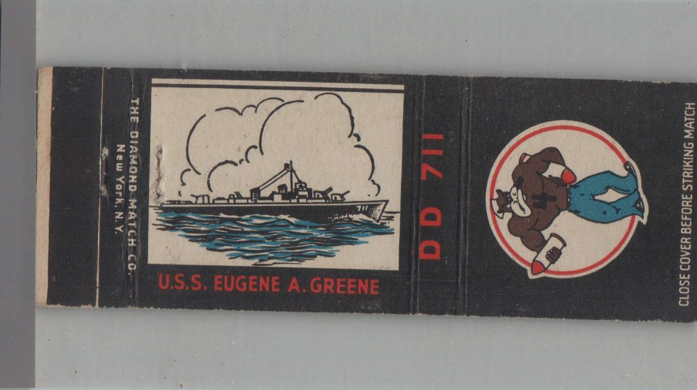 Matchbook Cover - US Navy Ship - USS Eugene A. Greene DD-711