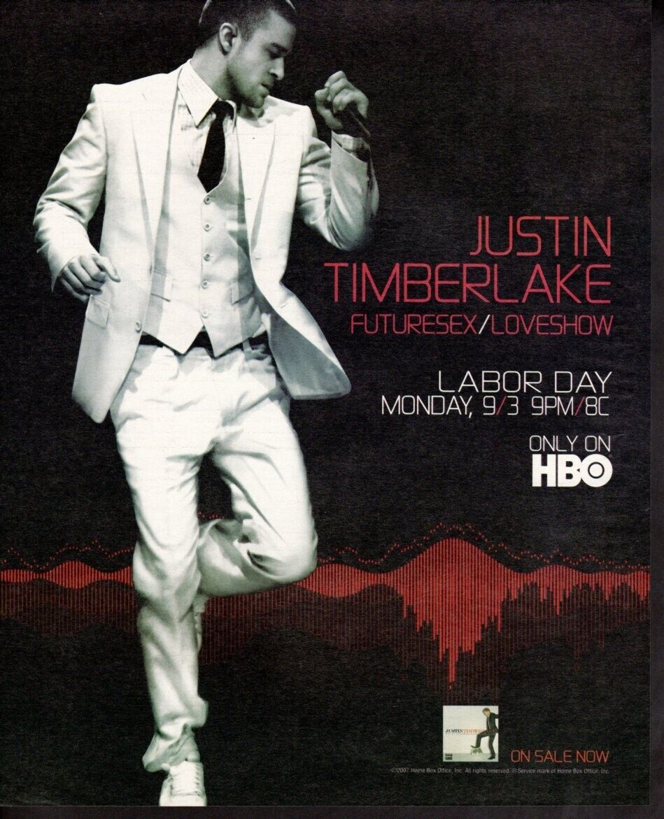 Vintage print ad advertisement HBO Justin Timberlake Future sex Love show Music