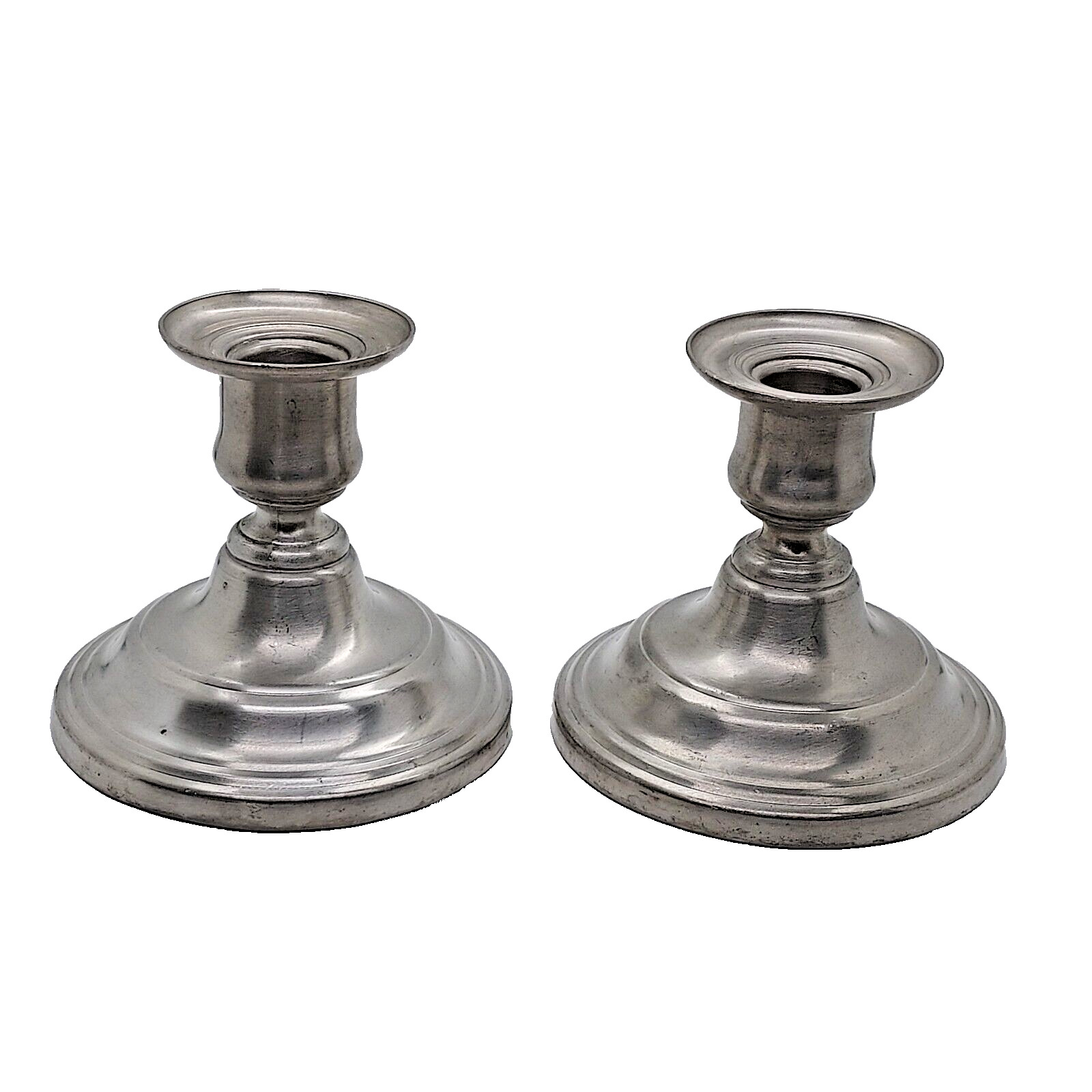 Set Of 2 International Silver Company Pewter Candle Holders Made In USA Vintage