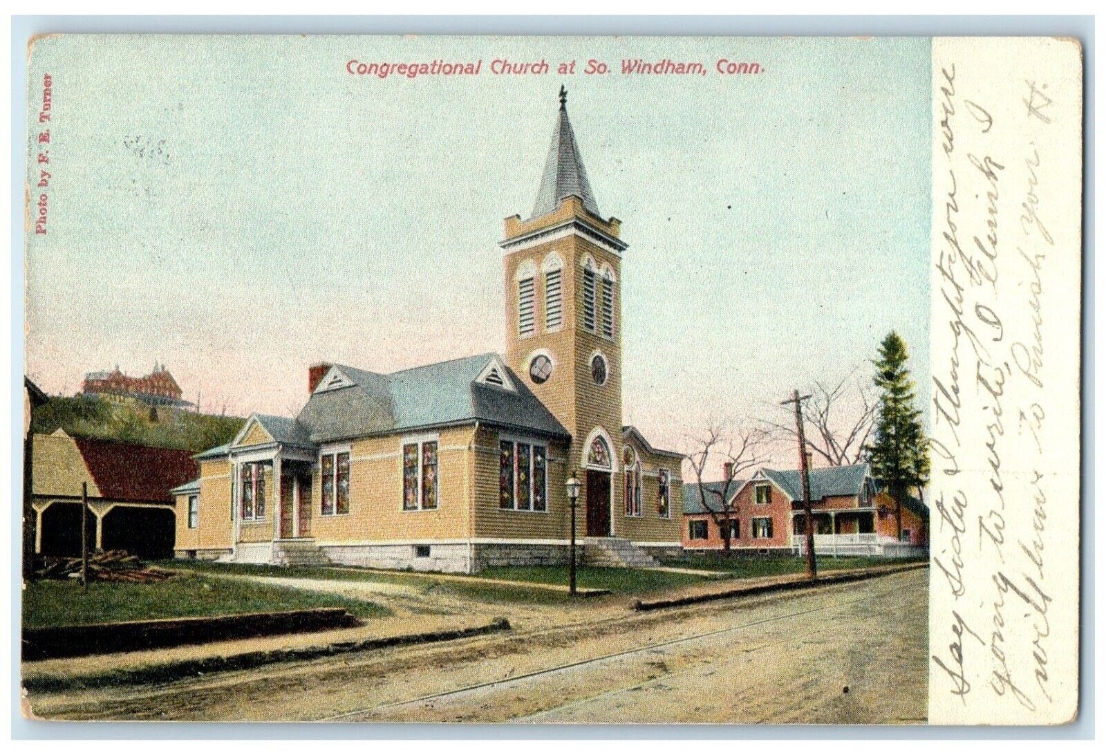 1910 Congregational Church South Exterior Windham Connecticut Vintage Postcard