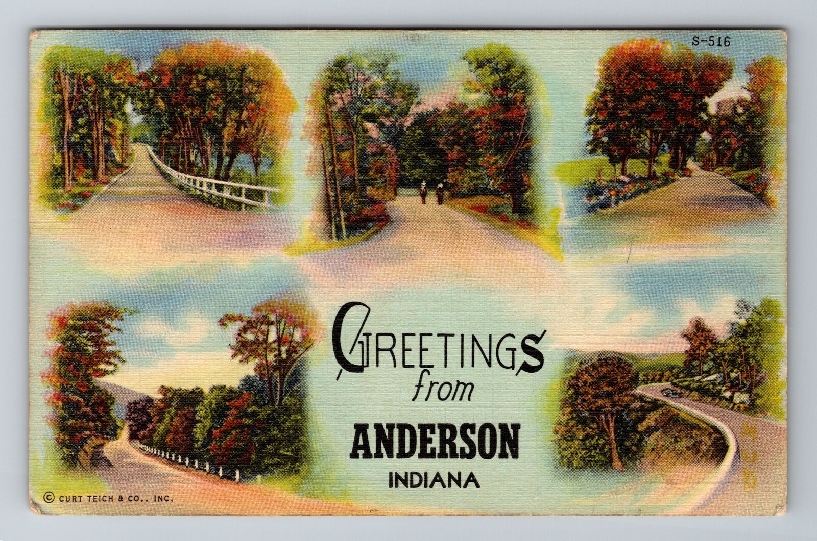 Anderson IN-Indiana, General Greetings, Scenic Roads, Antique, Vintage Postcard