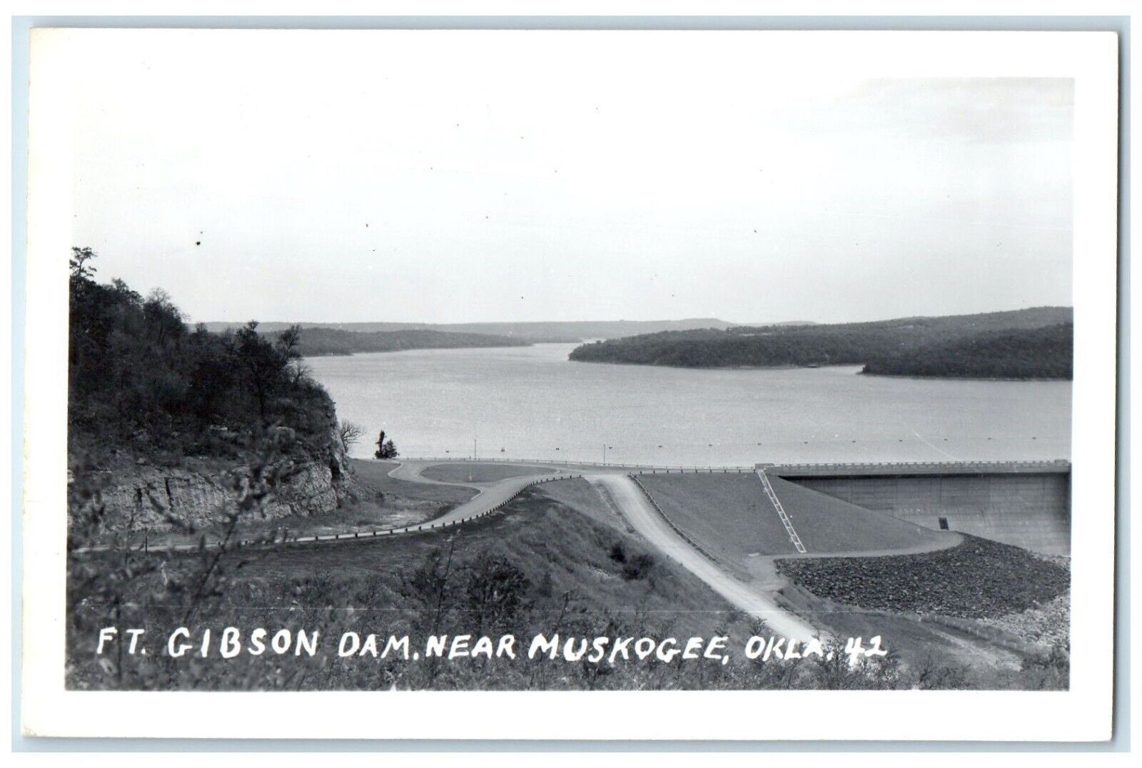 c1940\'s Ft. Gibson Dam Near Muskogee Oklahoma OK RPPC Photo Vintage Postcard