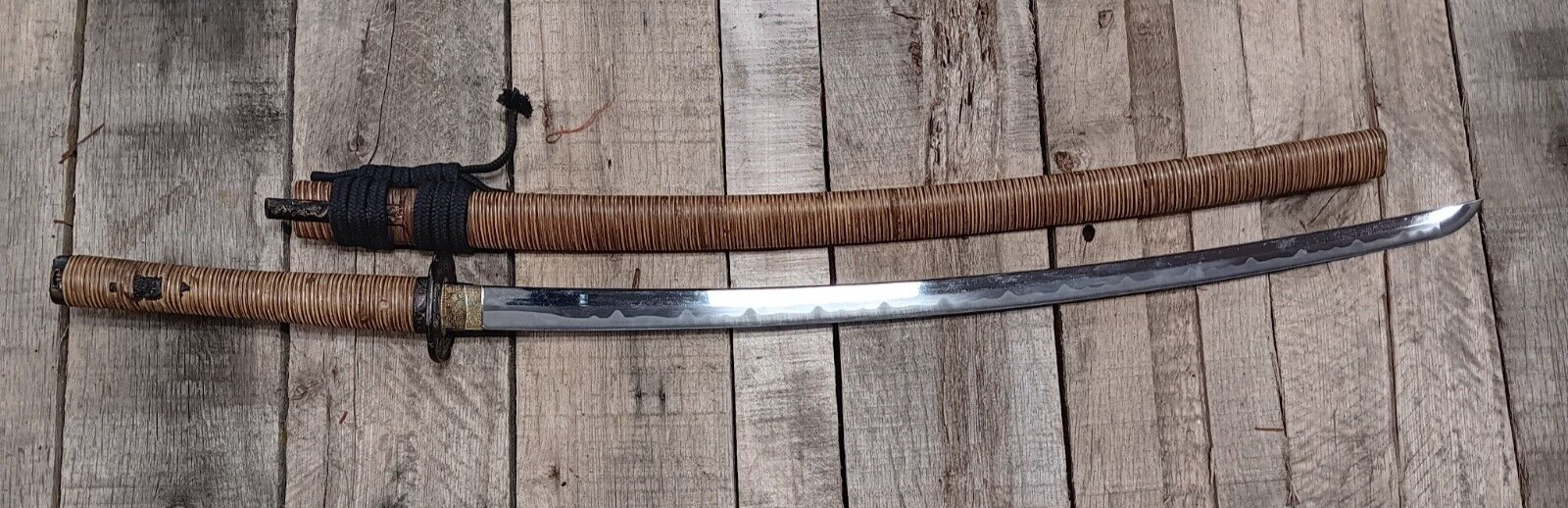 Vintage 39 Inch Bamboo Wrapped Japanese Samurai Katana Sword with sheath