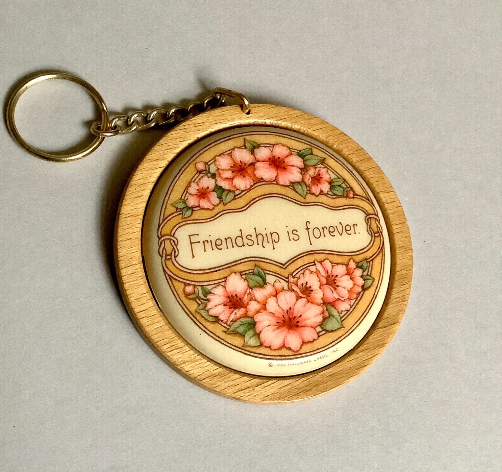 Vintage Hallmark Keychain Wooden Friendship is forever