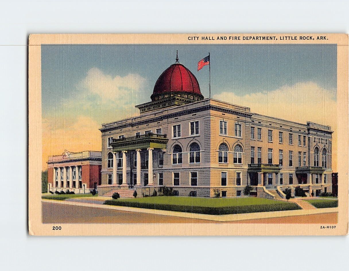 Postcard City Hall & Fire Department Little Rock Arkansas USA