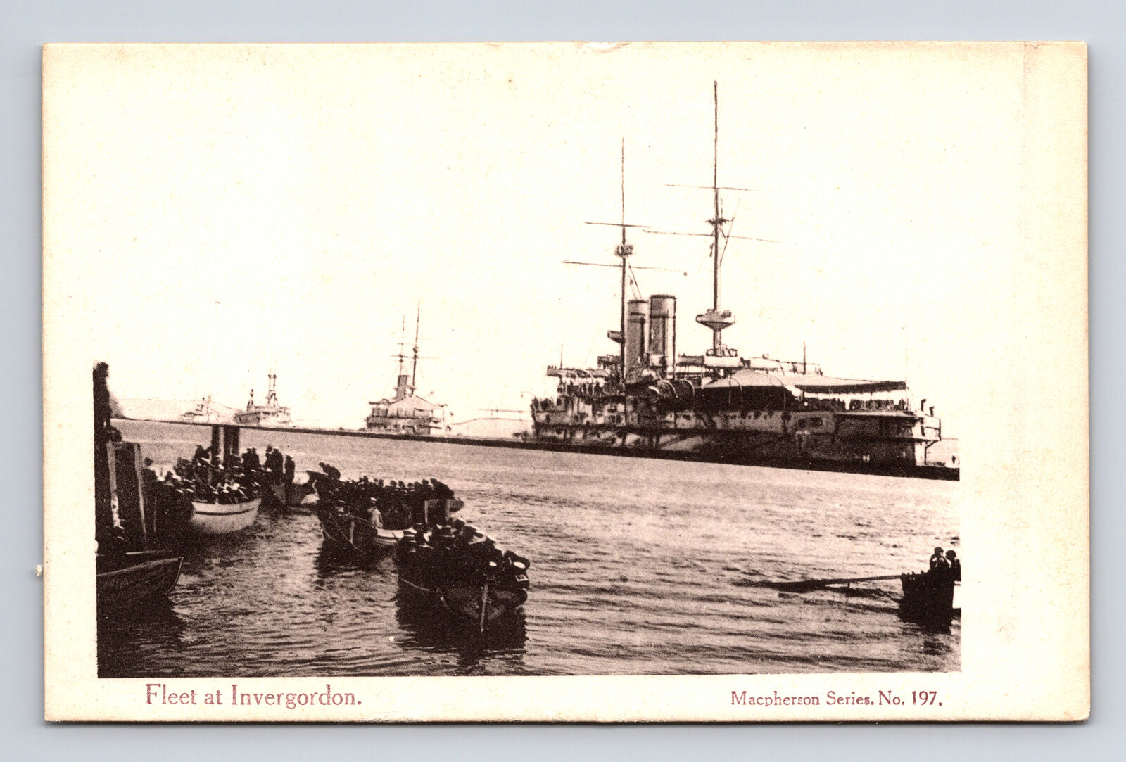 Battleship Medeterranean? Fleet at Invergoron Scotland Postcard